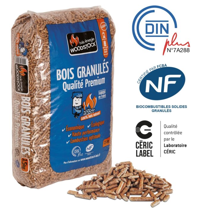 GRANULÉS DE BOIS WOODSTOCK – QUALITÉ PREMIUM – 66 SACS DE 15 KG