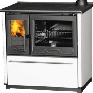 Cuisinière à bois 8Kw 850 glas blanc gauche – Plamen